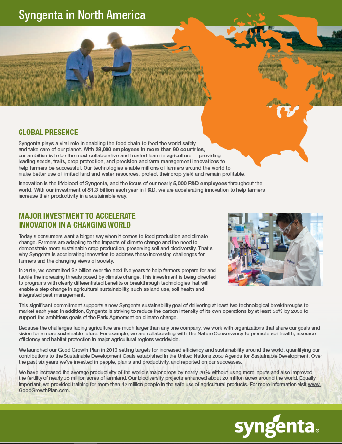 Fact Sheet: Syngenta’s U.S. employees and facilities